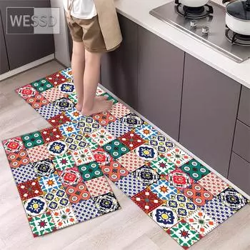 Кухонные коврики и коврики с геометрическим принтом, нескользящие моющиеся, Марокко, этнический стиль, кухонный декор, ковер для ванной комнаты, коврик для туалета 40x60cm+40x120cm