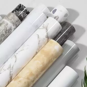 Кухонные маслостойкие водонепроницаемые самоклеящиеся обои, высокотемпературные наклейки с имитацией мраморной плитки 40cm*10m