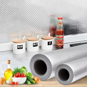 Кухонные масляные наклейки, утолщенные алюминиевые наклейки для шкафа, ящика, раковины, горячей плиты, водонепроницаемые, термостойкие, наклейки на стену 40cmx2m