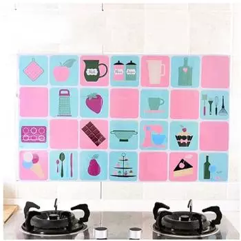 Кухонные наклейки от масла Самоклеящиеся Высокотемпературные наклейки от масла Наклейки на стену для дома, плиты, керамической плитки Аксессуар для инструментов против масла синий