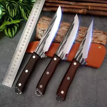 Кухонные ножи Нож для нарезки из нержавеющей стали Нож для мяса Овощей Нож для обвалки костей Кухонный нож с деревянной ручкой Нож шеф-повара