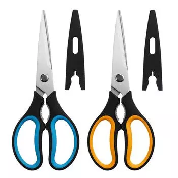 Кухонные ножницы для костей из нержавеющей стали с прямой головкой, многофункциональные ножницы для овощей, рыбы, мяса, бытовые ножницы с орехоколом жёлтый