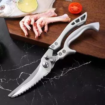 Кухонные ножницы из нержавеющей стали с алюминиевой ручкой, многофункциональные и мощные ножницы для курицы, автоматические для резки One Size