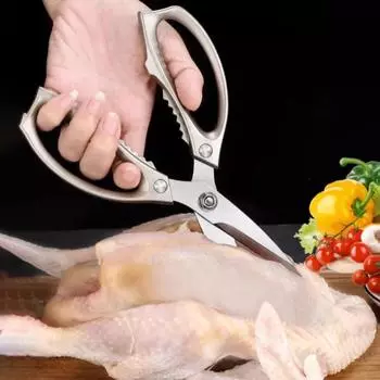 Кухонные ножницы многофункциональные ножницы для разделки рыбы, жесткие ножницы для резки костей мяса, специальные прочные ножницы для куриных костей, полностью стальные серебряный