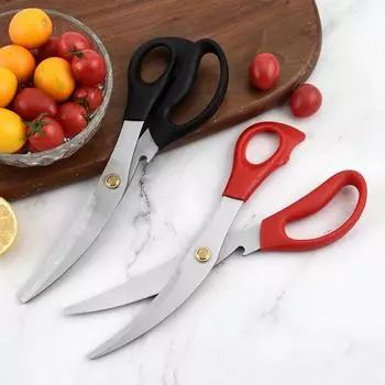 Кухонные ножницы с изогнутыми лезвиями, корейские ножницы для барбекю из нержавеющей стали, кухонные ножницы для бара, многофункциональные бытовые ножницы L017 barbecue scissors steel nails (card insert) чёрный