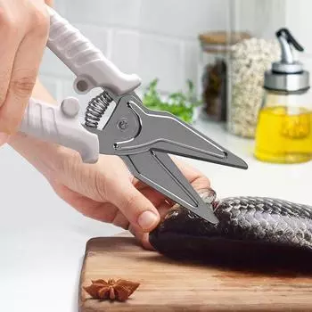 Кухонные ножницы Сверхпрочные кухонные ножницы с держателем для мяса/овощей/барбекю/травКухонные принадлежности Инструменты для готовки белый