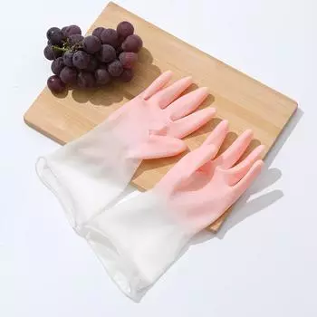 Кухонные перчатки для мытья посуды, бытовые резиновые перчатки, женские водонепроницаемые резиновые прочные перчатки с защитой от крючков, бытовые LM S розовый