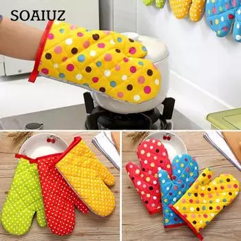 Кухонные перчатки для приготовления пищи в микроволновой печи, рукавицы, коврик для горшка, жаропрочная защита One Size красный