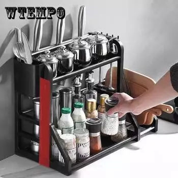 Кухонные полки Стойка для специй Стеллаж для хранения Палочки для еды Стойка для ножей и вилок Бесплатный пунш Артефакт Пластиковый кухонный органайзер 40.8*15*38.5cm