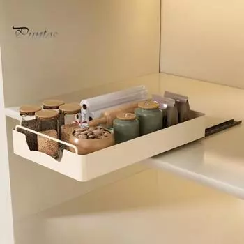 Кухонные полки Выдвижные ящики с клейкой пленкой Нержавеющие Простая установка Тяжелые выдвижные полки для посуды 25cm