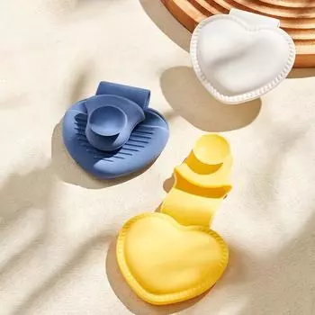Кухонные прихватки-варежки Heart Silicone Heat-Isolation Sleeves Clip Утолщенные силиконовые прихватки для выпечки Противоскользящие ручки Зажимы для мисок и кастрюль синий