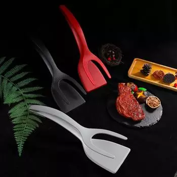 Кухонные принадлежности 2-в-1 Зажим для приготовления пищи Кухонные принадлежности Мелкие инструменты Flipper Щипцы для яиц Flip Pliers Французские тосты Блины Кухня Обед красный