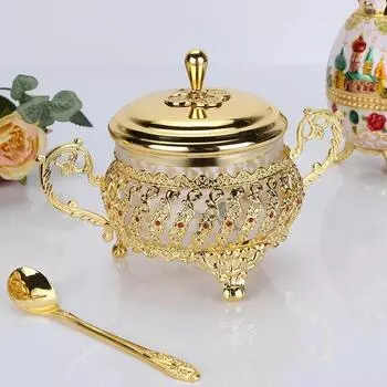 Кухонные принадлежности Банка для приправ Стеклянный сплав Кофейная сахарница с ложкой Коробка для специй Набор для соли и перца Органайзер для приправ