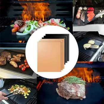 Кухонные принадлежности для приготовления пищи, антипригарные, легко очищаемые, термостойкие, коврик для выпечки, коврик для гриля, лист для гриля, тефлон, 2 шт./компл., барбекю ручной работы 1pcs чёрный