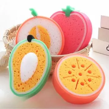 Кухонные принадлежности Фрукты Губка Утолщенная Салфетка Многофункциональная Обеззараживание Чистящая Губка Для Мытья Посуды Sweet Orange #C07PS#