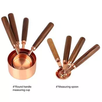 Кухонные принадлежности Кофе барменские весы мерная ложка набор из нержавеющей стали кухонный гаджет деревянная ручка мерные чашки 8 шт золотой