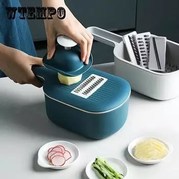 Кухонные принадлежности Многофункциональная овощерезка Артефакт Терка Картофельные чипсы Бытовая измельчитель Сливная корзина Машина для нарезки томатов и моркови Измельчители белый