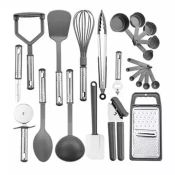 Кухонные принадлежности Набор из 23 предметов Кухонная утварь Набор кухонных принадлежностей Силиконовая кухонная утварь Кухонная утварь Посуда для выпечки Термостойкий кухонный инструмент серый