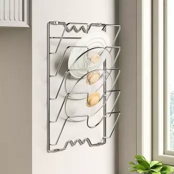 Кухонные принадлежности Нержавеющая сталь Крышка для кастрюль Полка для кухни Органайзер для кастрюль Крышка для сковородок Подставка для посуды Подставка для посуды серебряный