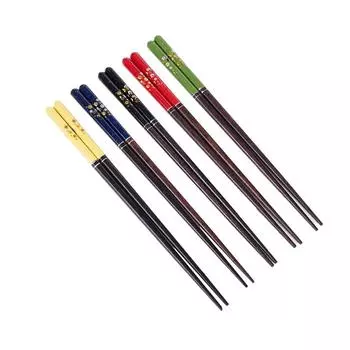 Кухонные принадлежности Нескользящие палочки для еды с принтом Сервировочные палочки для еды без топлива Бамбуковая посуда Классические деревянные палочки для еды чёрный