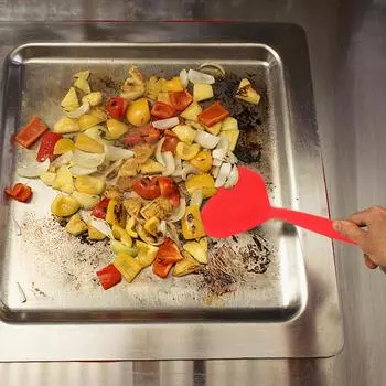 Кухонные принадлежности Силиконовая лопатка Скребок для говядины, мяса, яиц Кухонная утварь Лопатки с антипригарным покрытием Широкая лопатка для пиццы Red