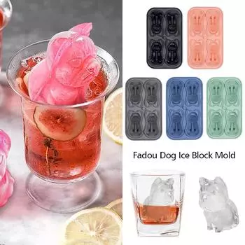 Кухонные принадлежности, силиконовая решетка для льда в виде животных, форма для льда Fadou для собак, форма для льда с 4 сетками, форма для решетки для льда для щенков чёрный