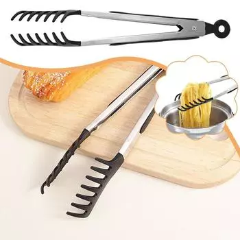 Кухонные принадлежности Силиконовый зажим для еды из нержавеющей стали, зажим для еды для шведского стола, зажим для трех проводов One Size чёрный