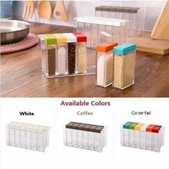 Кухонные прозрачные пластиковые банки для приготовления приправ, стеллаж для хранения соли, сахара, специй, наборы футляров для горшков белый