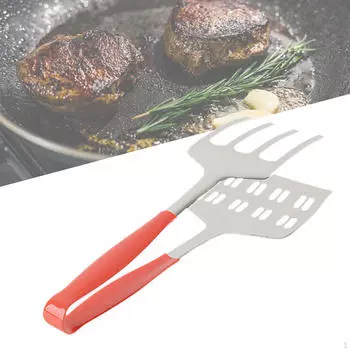 Кухонные щипцы для барбекю, зажим для жареного стейка, устойчивый к ожогам, для мяса, пиццы, бургеров серебряный