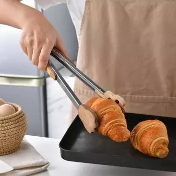 Кухонные щипцы для еды, инструмент для барбекю, салат, бекон, стейк, хлеб, торт, деревянные утолщенные милые формы, домашняя кухонная утварь A