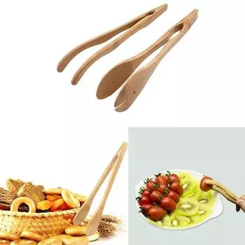 Кухонные щипцы для приготовления пищи Инструмент для барбекю, салат, бекон, стейк, хлеб, торт, деревянный зажим, домашняя кухонная утварь A