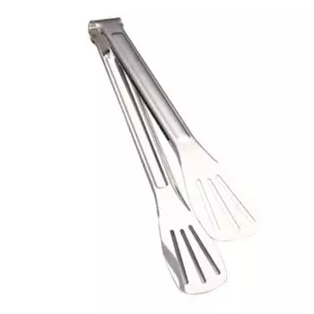 Кухонные щипцы из нержавеющей стали, термостойкие щипцы для сервировки, для барбекю, шведского стола, с нескользящей ручкой S серебряный