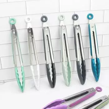 Кухонные щипцы силиконовые нескользящие зажимы для приготовления пищи зажим для барбекю салат инструменты гриль кухонные принадлежности силиконовые щипцы для еды нержавеющая сталь красный