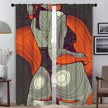 Кухонные шторы 2 шт. Абстрактные сексуальные девушки оконные шторы для комнаты 2 панели тюля для спальни перегородка украшение на Хэллоуин W50xH70cmx2pcs-CL
