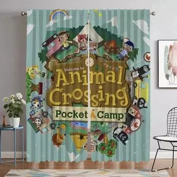 Кухонные шторы для гостиной Шторы Animal Crossing Shades Home Interior Шторы 2 шт. Разделение Хэллоуин Украшения W50xH70cmx2pcs-CL
