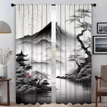 Кухонные шторы для гостиной, занавеска с красочным рисунком, украшение на Хэллоуин, перегородка, тюль для спальни, затемняющие шторы для детей W50xH70cmx2pcs-CL