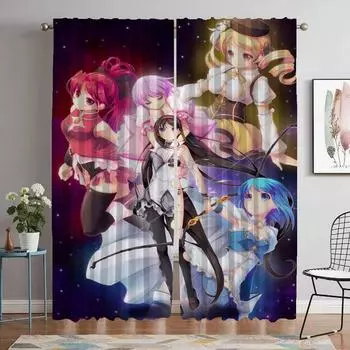 Кухонные шторы для спальни Puella Magi Madoka Magica Halloween Decoration Современные шторы для гостиной 2 шт. Разделение для ребенка W50xH70cmx2pcs-CL