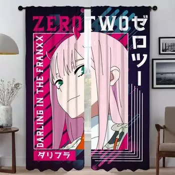 Кухонные шторы для спальни Zero Two Halloween Decoration Элегантные шторы для комнаты 2 шт. Оконные шторы Оттенки Разделительная гостиная W50xH70cmx2pcs-CL