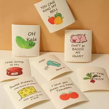 Кухонные шведские полотенца для мытья посуды Полотенце для сушки посуды Многоразовые мочалки Цветок кактуса Кошка Цветочные тарелки Моющиеся салфетки