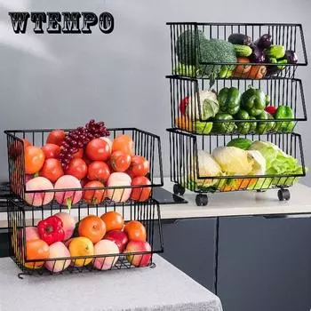 Кухонные стеллажи Многоярусные стеллажи для картофеля и овощей Напольные стеллажи для хранения мелочей Стеллажи для хранения фруктов Стеллажи для хранения закусок Корзины для хранения игрушек Полки Держатели для хранения 1 layer чёрный