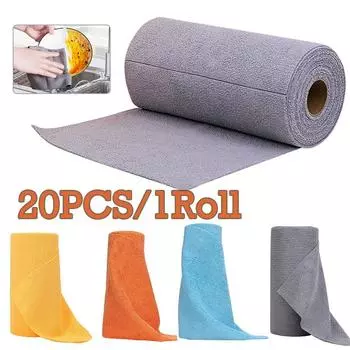 Кухонные тряпки Антипригарная салфетка для мытья мисок с маслом Тряпка для уборки дома Многоразовое полотенце из микрофибры Бытовые чистящие средства 25*25cm-20pcs/roll синий