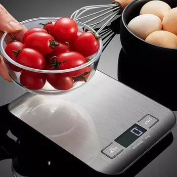 Кухонные весы из нержавеющей стали, пищевые весы, портативные светодиодные электронные весы, вес для выпечки ювелирных изделий, цифровые весы 5/10 кг Load: 5kg белый