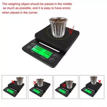 Кухонные весы Прецизионные электронные кофейные весы Мини бытовые весы для взвешивания еды с таймером Цифровой ЖК-дисплей 3 кг 0,1 г чёрный