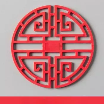 Кухонный бытовой мягкий резиновый полый теплоизоляционный коврик в китайском стиле, коврик для подставки, коврик для чаши, коврик для чашки 1pc красный