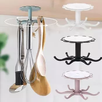 Кухонный цветок вращающийся крючок настенный стеллаж для хранения кухонных принадлежностей органайзер для шкафа крючки для хранения вешалка для ложек