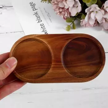 Кухонный деревянный поднос для соли и перца, многоцелевой держатель из натурального дерева для бутылок и чашек внутренним диаметром 6,3 см