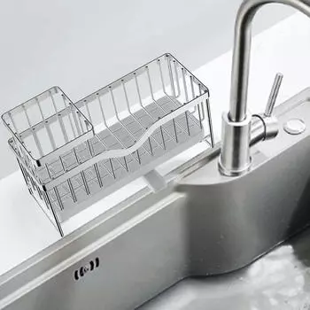 Кухонный держатель для губки, сушилка для раковины из нержавеющей стали, многоцелевая, с поддоном для слива для ванной комнаты