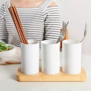 Кухонный держатель для хранения палочек для еды Многофункциональная бытовая посуда Ложка Вилка Сливной контейнер Дубовый органайзер высокого качества