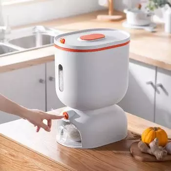 Кухонный домашний ящик для хранения риса, мерное ведро для риса, пластиковый контейнер для риса с защитой от насекомых, герметичное ведро для хранения зерна S 31x31x21cm