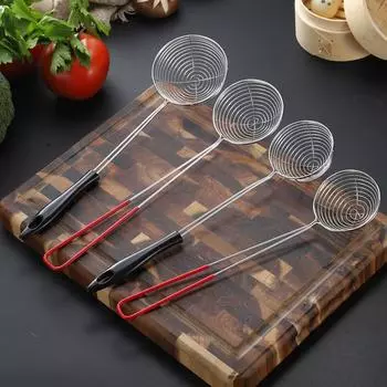 Кухонный дуршлаг из нержавеющей стали с длинной ручкой, прочный фильтр для картофеля фри, шумовка, фильтр, кухонные принадлежности